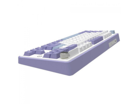 Teclado Mecânico Gamer Ajazz AK870, RGB, Wireless/Bluetooth/USB, TKL, ANSI, KTT Hyacinth Switch, Roxo, Branco e Azul