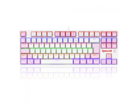 Teclado Mecânico Gamer Redragon Daksa Rainbow, Switch Blue Removíveis, ABNT2, White/Pink, K576WP-R (PT-BLUE)