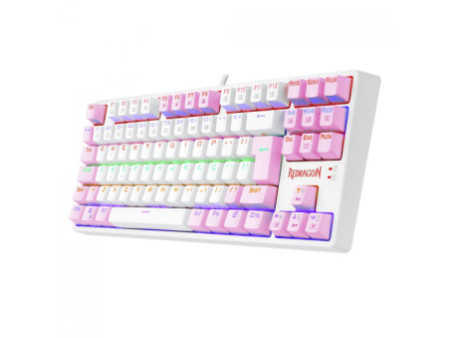 Teclado Mecânico Gamer Redragon Daksa Rainbow, Switch Blue Removíveis, ABNT2, White/Pink, K576WP-R (PT-BLUE)