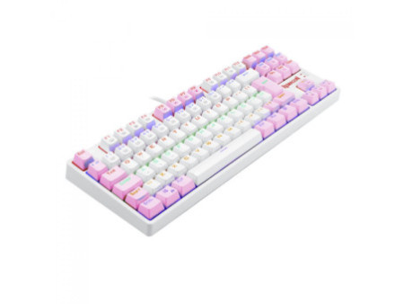 Teclado Mecânico Gamer Redragon Daksa Rainbow, Switch Blue Removíveis, ABNT2, White/Pink, K576WP-R (PT-BLUE)