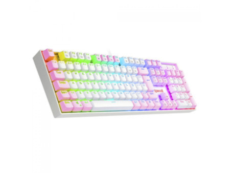 Teclado Mecânico Gamer Redragon Mitra, Switch Blue, ABNT2, RGB, White/Pink, K551WP-RGB (PT-Blue)