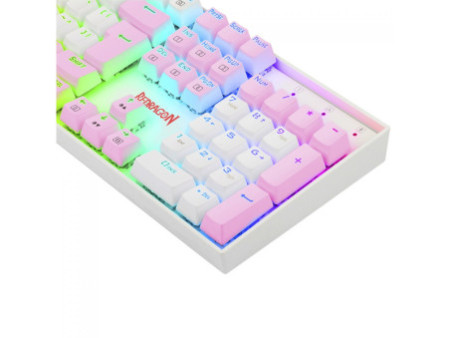 Teclado Mecânico Gamer Redragon Mitra, Switch Blue, ABNT2, RGB, White/Pink, K551WP-RGB (PT-Blue)