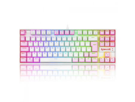 Teclado Mecânico Gamer Redragon Kumara, Switch Brown, RGB, ABNT2, White/Pink, K552WP-RGB PT-BROWN