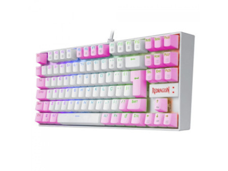 Teclado Mecânico Gamer Redragon Kumara, Switch Brown, RGB, ABNT2, White/Pink, K552WP-RGB PT-BROWN