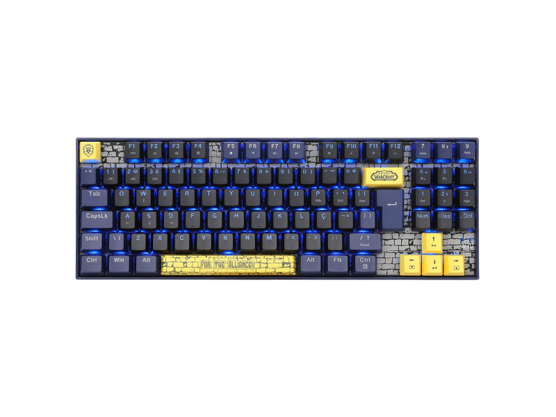 Teclado Mecânico Gamer Redragon World of Warcraft, LED Azul, Switch Blizzard, ABNT2, TKL, Preto/Azul