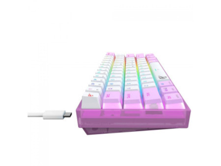 Teclado Mecânico Gamer Havit KB877L, RGB, Switch Content Red, USB, 60%, ANSI, Roxo E Branco, KB877WP