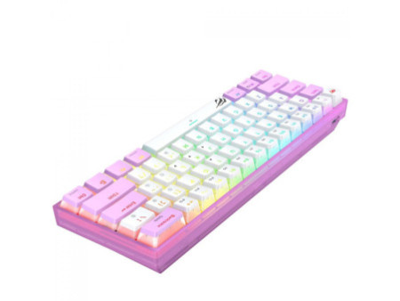 Teclado Mecânico Gamer Havit KB877L, RGB, Switch Content Red, USB, 60%, ANSI, Roxo E Branco, KB877WP