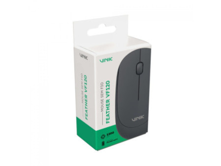 Mouse Vinik Feather VF120, Wireless, 1200 DPI, 3 Botões, Cinza