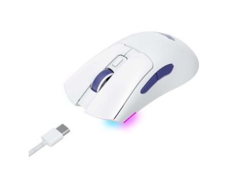 Mouse Gamer Havit MS966WB White, Wireless/Bluetooth, RGB, 10000 DPI, 7 Botões, PMW3325, Branco