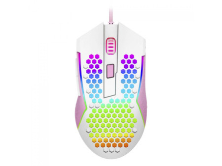 Mouse Gamer Redragon Reaping Elite, RGB, 6 Botões Programáveis, 32000 DPI, White/Pink, M987WP-P