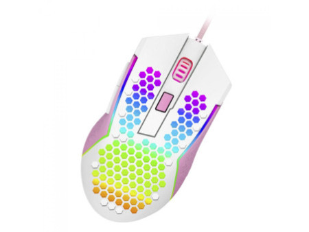 Mouse Gamer Redragon Reaping Elite, RGB, 6 Botões Programáveis, 32000 DPI, White/Pink, M987WP-P