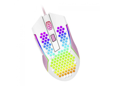 Mouse Gamer Redragon Reaping Elite, RGB, 6 Botões Programáveis, 32000 DPI, White/Pink, M987WP-P