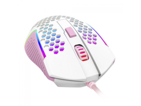 Mouse Gamer Redragon Reaping Elite, RGB, 6 Botões Programáveis, 32000 DPI, White/Pink, M987WP-P