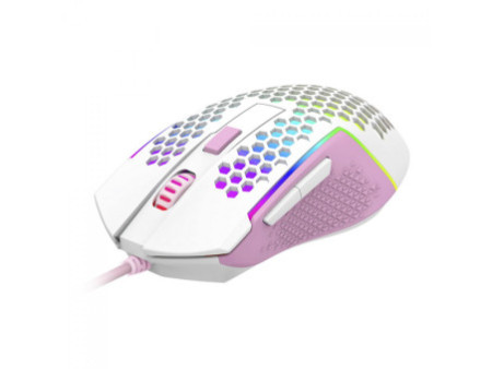 Mouse Gamer Redragon Reaping Elite, RGB, 6 Botões Programáveis, 32000 DPI, White/Pink, M987WP-P