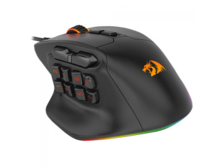 Mouse Gamer Redragon Aatrox, RGB Chroma, 12400 DPI, 15 Botões Programáveis, MMO, Sensor PAW 3327, Preto, M811-RGB