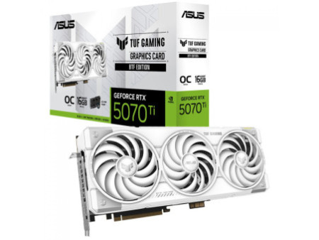 Placa de Vídeo Asus TUF Gaming NVIDIA GeForce RTX 5070 Ti BTF White OC Edition, 16GB, GDDR7, DLSS, Ray Tracing, TUF-RTX5070TI-O1