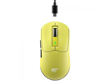 Mouse Gamer Havit MS969SE, Wireless/Bluetooth, 8000DPI, 6 Botões, PAW3104, Amarelo