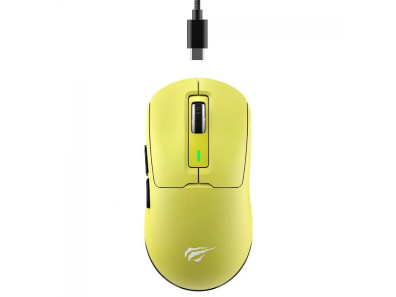 Mouse Gamer Havit MS969SE, Wireless/Bluetooth, 8000DPI, 6 Botões, PAW3104, Amarelo