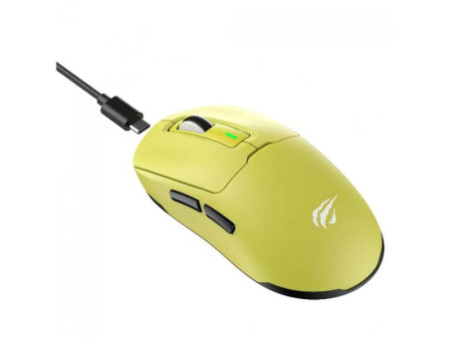 Mouse Gamer Havit MS969SE, Wireless/Bluetooth, 8000DPI, 6 Botões, PAW3104, Amarelo