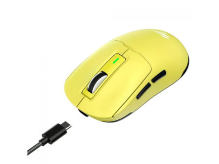 Mouse Gamer Havit MS969SE, Wireless/Bluetooth, 8000DPI, 6 Botões, PAW3104, Amarelo