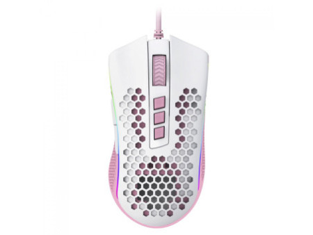 Mouse Gamer Redragon Storm, RGB, 12400 DPI, 8 Botões Programáveis, White/Pink, M808WP-RGB