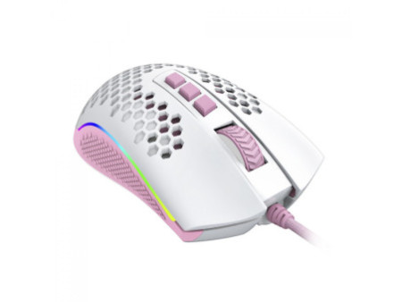 Mouse Gamer Redragon Storm, RGB, 12400 DPI, 8 Botões Programáveis, White/Pink, M808WP-RGB