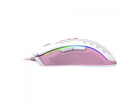 Mouse Gamer Redragon Storm, RGB, 12400 DPI, 8 Botões Programáveis, White/Pink, M808WP-RGB