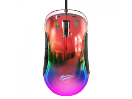 Mouse Gamer Havit MS952, RGB, 8000DPI, USB, 7 Botões, PMW3325, Preto e Vermelho