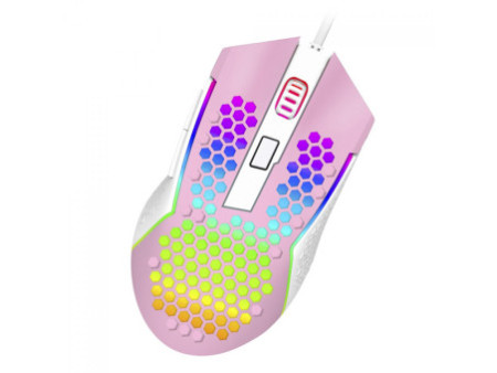 Mouse Gamer Redragon Reaping Elite, RGB, 6 Botões Programáveis, 32000 DPI, Pink/White, M987PW-P