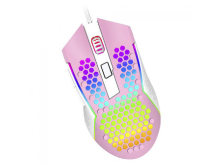 Mouse Gamer Redragon Reaping Elite, RGB, 6 Botões Programáveis, 32000 DPI, Pink/White, M987PW-P