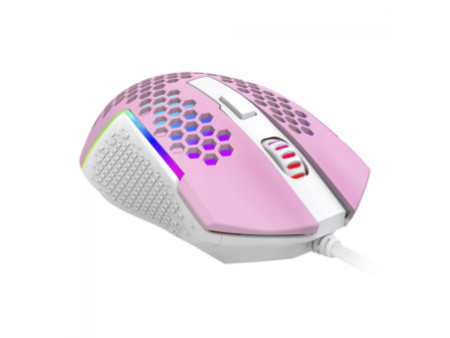 Mouse Gamer Redragon Reaping Elite, RGB, 6 Botões Programáveis, 32000 DPI, Pink/White, M987PW-P