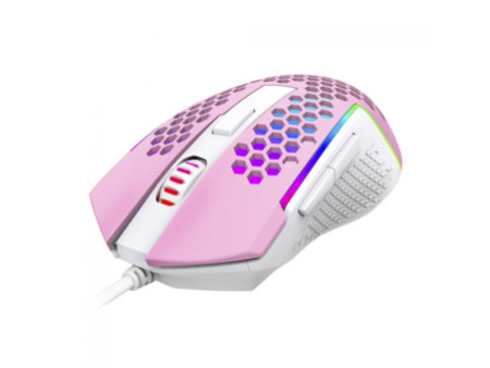Mouse Gamer Redragon Reaping Elite, RGB, 6 Botões Programáveis, 32000 DPI, Pink/White, M987PW-P