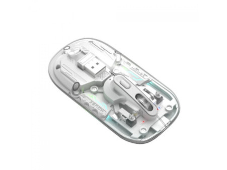 Mouse Gamer Marvo M808W Prism 20W, RGB, 2.4G/Bluetooth, 1600 DPI, 4 Botões, Transparente