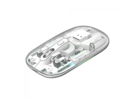 Mouse Gamer Marvo M808W Prism 20W, RGB, 2.4G/Bluetooth, 1600 DPI, 4 Botões, Transparente