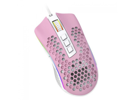 Mouse Gamer Redragon Storm, RGB, 12400 DPI, 8 Botões Programáveis, Pink/White, M808PW-RGB