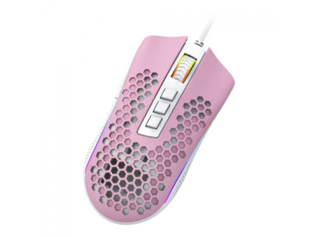 Mouse Gamer Redragon Storm, RGB, 12400 DPI, 8 Botões Programáveis, Pink/White, M808PW-RGB