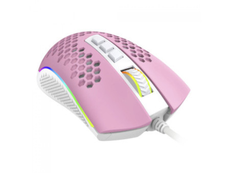Mouse Gamer Redragon Storm, RGB, 12400 DPI, 8 Botões Programáveis, Pink/White, M808PW-RGB