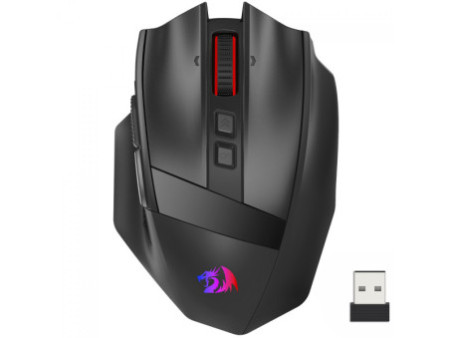 Mouse Gamer Redragon Rind Pro, RGB, Wireless/Bluetooth, 26000 DPI, 10 Botões, Sensor PAW3395, Preto, M813RGB-PRO