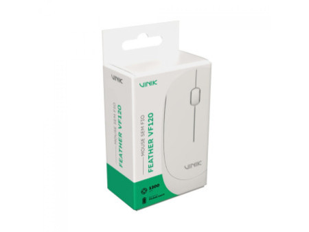 Mouse Vinik Feather VF120, Wireless, 1200 DPI, 3 Botões, Branco