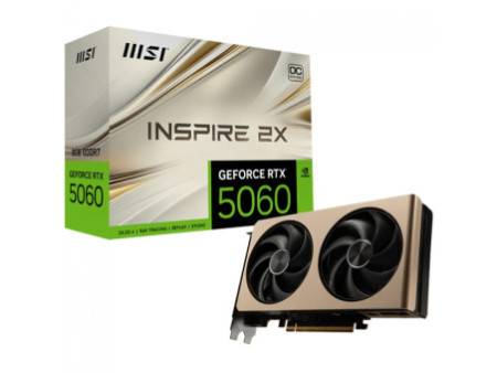 Placa de Vídeo MSI NVIDIA GeForce RTX 5060 Inspire 2X OC, 8GB, GDDR7, DLSS, Ray Tracing, G506-8I2C