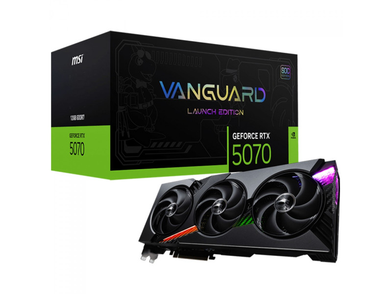 Placa de Vídeo MSI NVIDIA GeForce RTX 5070 Vanguard SOC Launch Edition, 12GB, GDDR7, DLSS, Ray Tracing, G5070-12VGSL