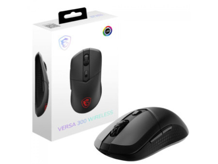 Mouse Gamer MSI Versa 300, RGB, Wireless/Bluetooth, 8000 DPI, Sensor PAW3104DB, 6 Botões, Preto