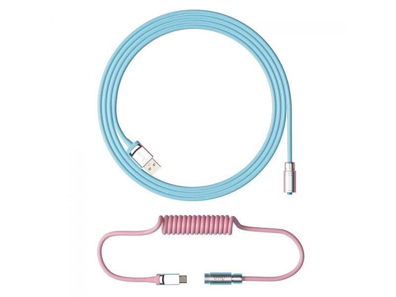 Cabo Enrolado Aviator Akko V2 Sakura para Teclado, Tokyo Pink e Azul