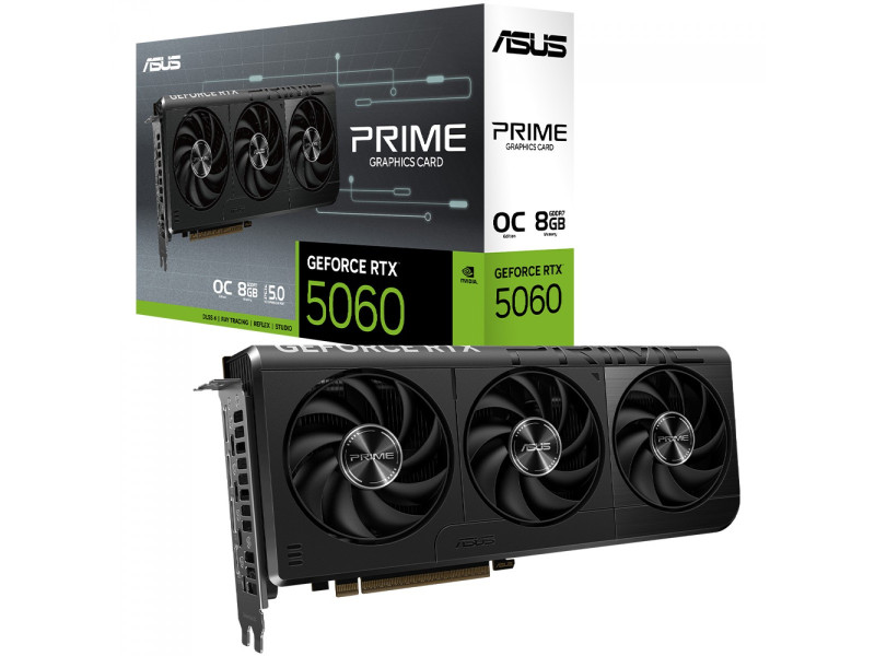 Placa de Vídeo Asus Prime NVIDIA GeForce RTX 5060 OC Edition, 8GB, GDDR7, DLSS, Ray Tracing, PRIME-RTX5060-O8G
