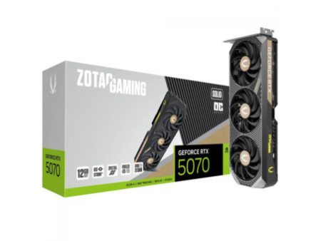Placa de Vídeo Zotac Gaming NVIDIA GeForce RTX 5070 Solid OC, 12GB, GDDR7, DLSS, Ray Tracing, ZT-B50700J-10P