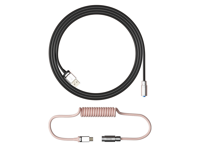 Cabo Enrolado Aviator Akko V2 para Teclado, Black & Pink