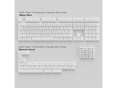 Keycaps Akko Clear Transparent White, ASA, PC, ANSI, 155 Teclas