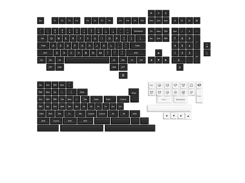 Keycaps Akko Sal White on Black, ABS, ANSI, 195 Teclas Keycaps Akko Sal White on Black, ABS, ANSI, 195 Teclas