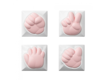 Keycaps Akko Pedra, Papel, Tesoura e Joinha Artesão, com 4 teclas, (Rock, Paper, Scissors and Praise Artisan)