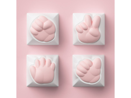 Keycaps Akko Pedra, Papel, Tesoura e Joinha Artesão, com 4 teclas, (Rock, Paper, Scissors and Praise Artisan)